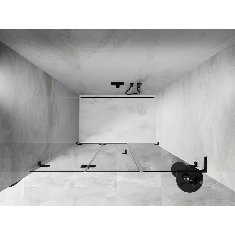 Mexen Lunar-F L porte de douche pliante gauche 115 cm, transparent, noir - 836SL-115-050-70-00-L