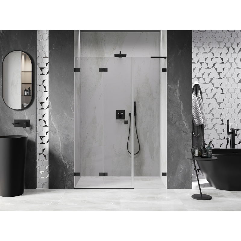 Mexen Lunar-F L porte de douche pliante gauche 125 cm, transparent, noir - 836SL-125-050-70-00-L