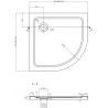 Cabine de douche Mexen Rio semi-circulaire 90 x 90 cm, gris, doré + bac de douche Flat, blanc - 863-090-090-50-40-4110G