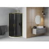 Cabine de douche arrondie Mexen Rio 90 x 90 cm, graphite, dorée + receveur Flat, blanc - 863-090-090-50-40-4110G