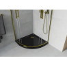 Mexen Rio cabine de douche semi-circulaire 80 x 80 cm, transparent, or + bac Flat, noir - 863-080-080-50-00-4170G