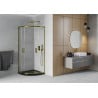 Mexen Rio cabine de douche semi-circulaire 80 x 80 cm, transparent, dorée + receveur Flat, noir - 863-080-080-50-00-4170G
