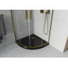 Mexen Rio cabine de douche semi-circulaire 90 x 90 cm, transparent, doré + receveur Flat, noir - 863-090-090-50-00-4170G
