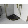 Mexen Rio cabine de douche semi-circulaire 90 x 90 cm, transparente, dorée + receveur plat, noir - 863-090-090-50-00-4170G