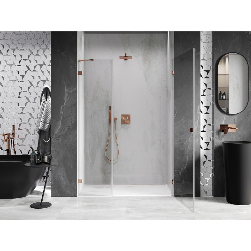 Mexen Lunar-B porte de douche pivotante droite 125 cm, transparent, or rose - 832S-125-050-60-00-P