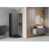 Mexen Rio cabine de douche semi-circulaire 80 x 80 cm, graphite, or + receveur Flat, noir - 863-080-080-50-40-4170G