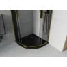 Mexen Rio cabine de douche en quart de cercle 90 x 90 cm, graphite, or + receveur Flat, noir - 863-090-090-50-40-4170G