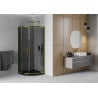 Mexen Rio cabine de douche en quart de cercle 90 x 90 cm, graphite, or + receveur Flat, noir - 863-090-090-50-40-4170G