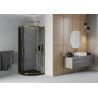 Mexen Rio cabine de douche en quart de cercle 90 x 90 cm, graphite, or + receveur Flat, noir - 863-090-090-50-40-4170G