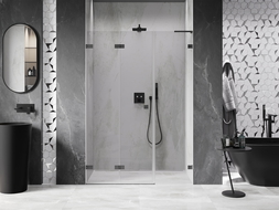 Mexen Lunar-F L portes de douche pliantes à gauche 140 cm, transparentes, gun metal - 836SL-140-050-95-00-L
