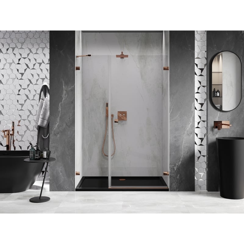 Mexen Lunar-B porte de douche pivotante droite 130 cm, transparent, or rose - 832S-130-050-60-00-P