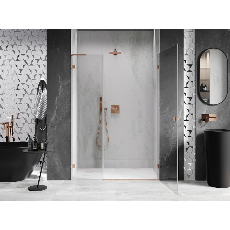 Mexen Lunar-B L porte de douche pivotante droite 110 cm, transparent, cuivre brossé - 832SL-110-050-65-00-P
