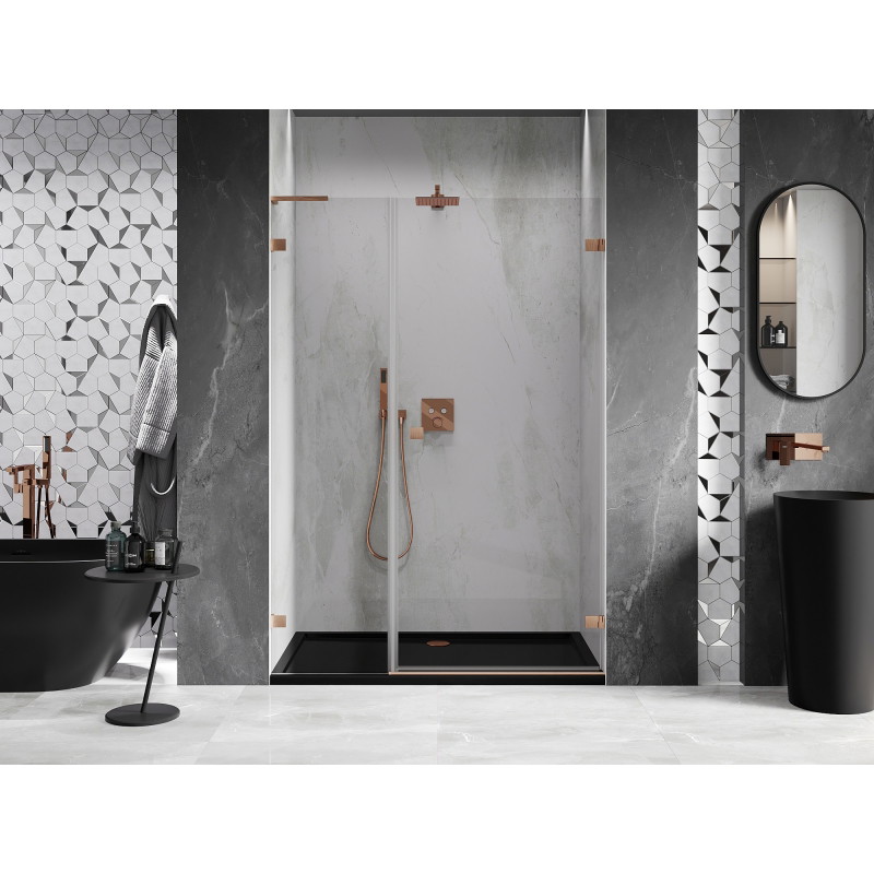 Mexen Lunar-B L porte de douche pivotante droite 110 cm, transparent, cuivre brossé - 832SL-110-050-65-00-P
