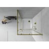 Mexen Rio cabine de douche carrée 70 x 70 cm, transparent, dorée + receveur plat, blanc - 860-070-070-50-00-4010G