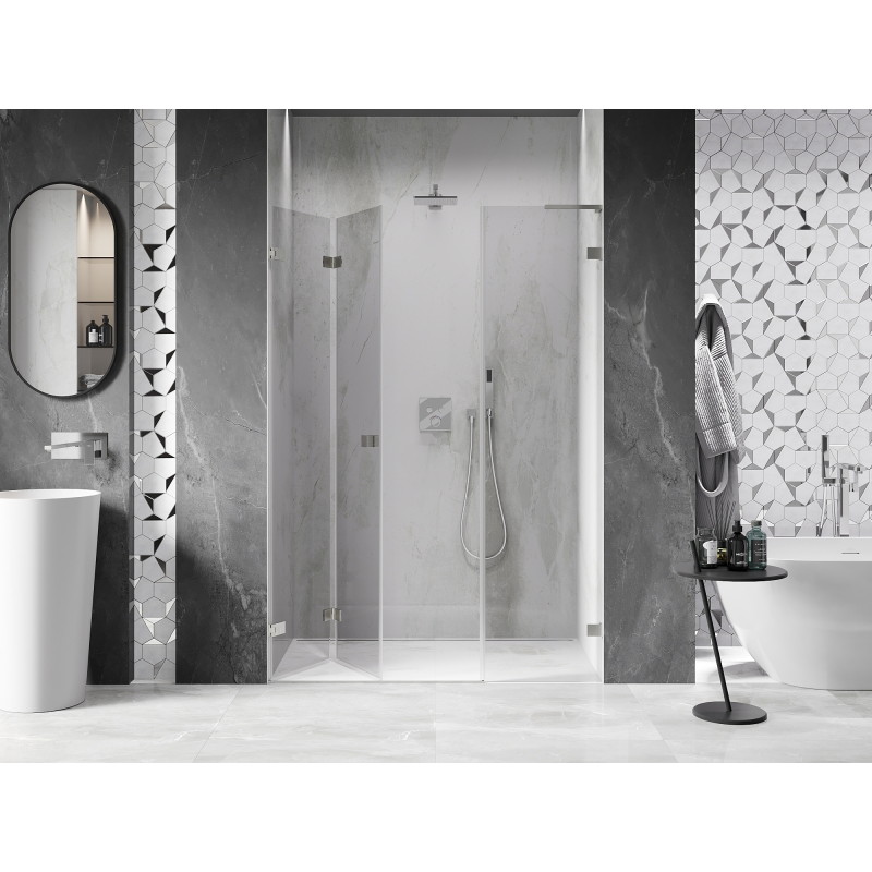 Mexen Lunar-F L porte de douche pliante gauche 140 cm, transparent, nickel brossé - 836SL-140-050-97-00-L