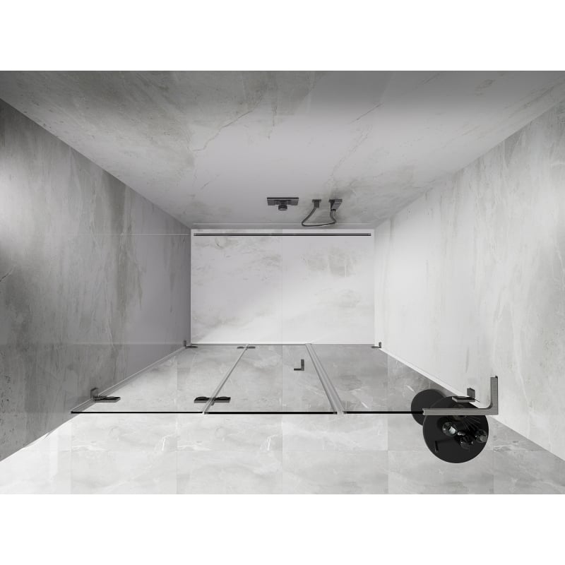 Mexen Lunar-F L porte de douche pliante gauche 145 cm, transparent, nickel brossé - 836SL-145-050-97-00-L