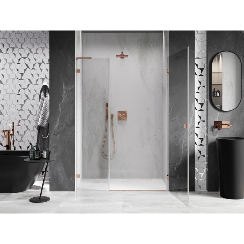 Mexen Lunar-B L porte de douche pivotante droite 115 cm, transparent, cuivre brossé - 832SL-115-050-65-00-P