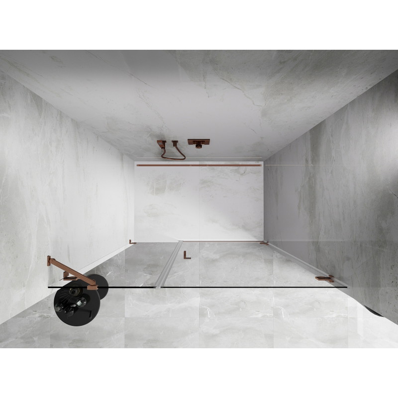 Mexen Lunar-B porte de douche battante droite 110 cm, transparent, cuivre brossé - 832S-110-050-65-00-P