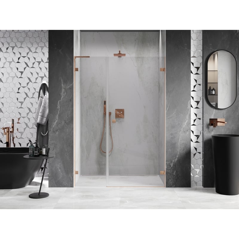 Mexen Lunar-B L porte de douche pivotante droite 120 cm, transparent, cuivre brossé - 832SL-120-050-65-00-P