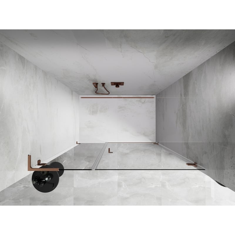 Mexen Lunar-B L porte de douche pivotante droite 120 cm, transparent, cuivre brossé - 832SL-120-050-65-00-P