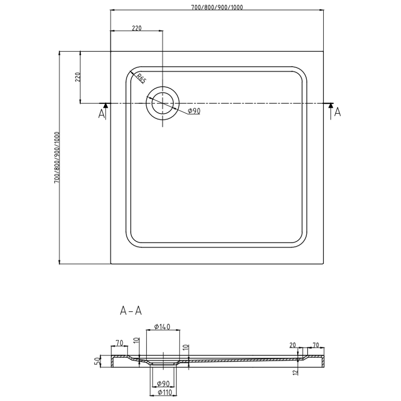 Mexen Rio cabine de douche carrée 70 x 70 cm, bandes blanches, or + bac à douche plat, blanc - 860-070-070-50-20-4010G