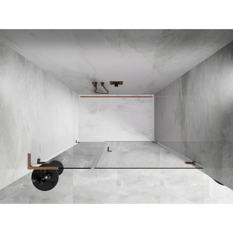 Mexen Lunar-B L porte de douche pivotante droite 150 cm, transparent, cuivre brossé - 832SL-150-050-65-00-P