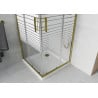Cabine de douche carrée Mexen Rio 80 x 80 cm, bandes blanches, or + receveur Flat, blanc - 860-080-080-50-20-4010G