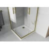 Cabine de douche carrée Mexen Rio 80 x 80 cm, bandes blanches, or + receveur Flat, blanc - 860-080-080-50-20-4010G