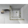 Cabine de douche carrée Mexen Rio 80 x 80 cm, bandes blanches, or + receveur Flat, blanc - 860-080-080-50-20-4010G