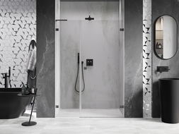 Mexen Lunar-B L portes de douche pivotantes à droite 135 cm, transparent, gris canon brossé - 832SL-135-050-66-00-P