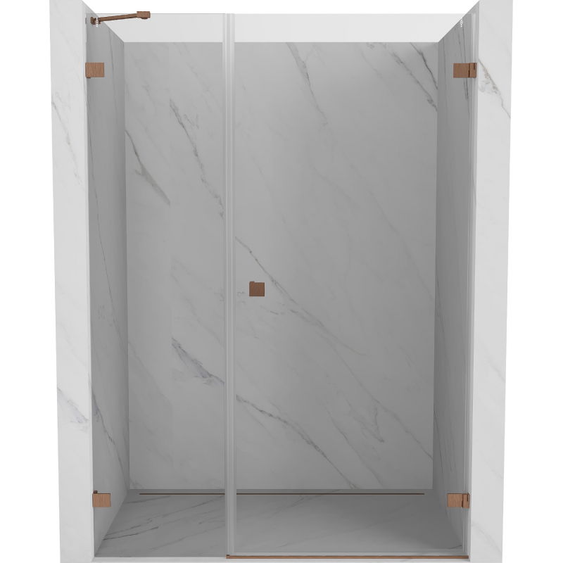 Mexen Lunar-B porte de douche pivotante droite 130 cm, transparent, cuivre brossé - 832S-130-050-65-00-P
