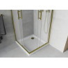 Mexen Rio cabine de douche carrée 70 x 70 cm, verre dépoli, finition dorée + receveur Flat, blanc - 860-070-070-50-30-4010G