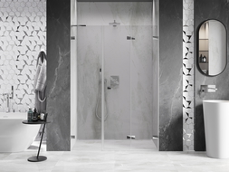 Mexen Lunar-F L porte de douche pliantes à droite 130 cm, transparent, chrome - 836SL-130-050-01-00-P