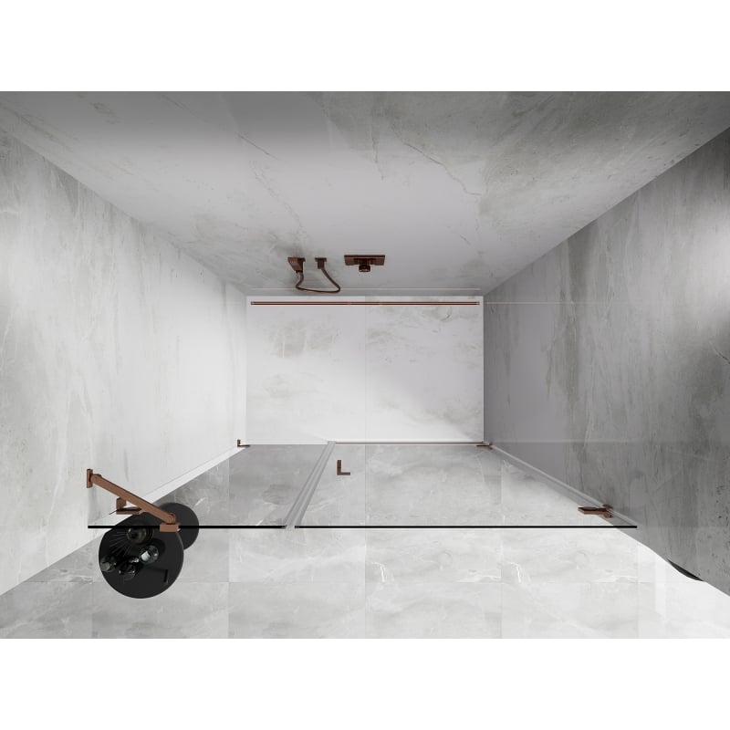 Mexen Lunar-B porte de douche pivotante droite 135 cm, transparent, cuivre brossé - 832S-135-050-65-00-P