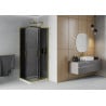 Mexen Rio cabine de douche carrée 70 x 70 cm, graphite, or + receveur Flat, blanc - 860-070-070-50-40-4010G