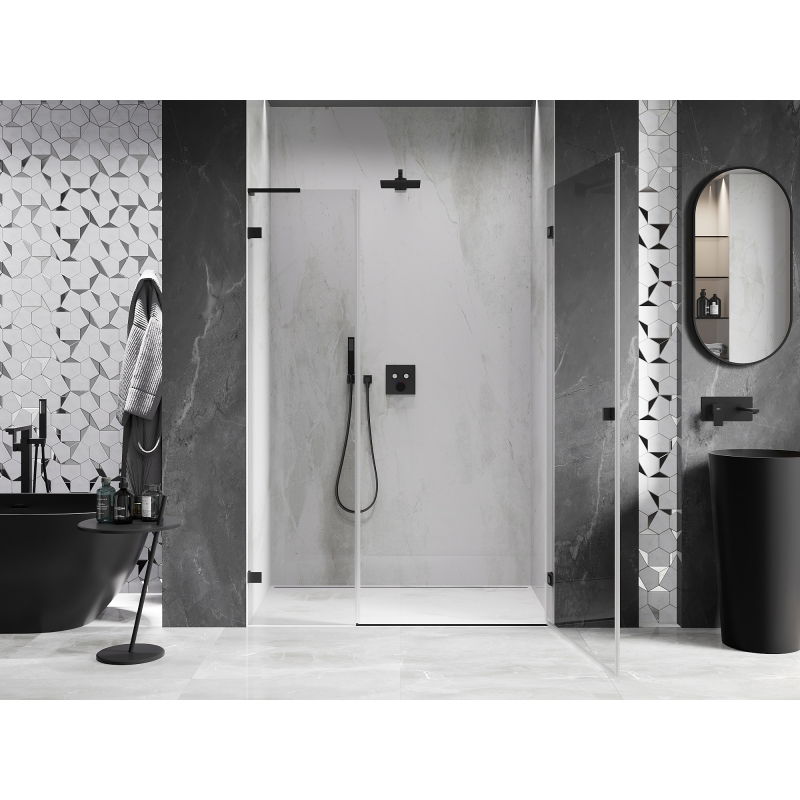 Mexen Lunar-B L porte de douche pivotante droite 150 cm, transparent, noir - 832SL-150-050-70-00-P