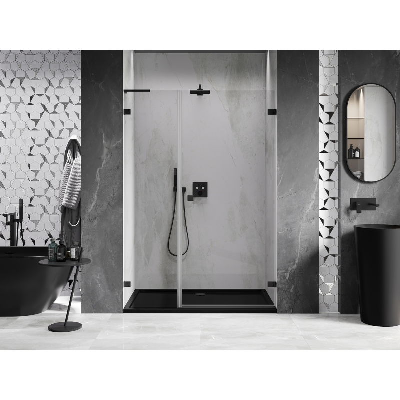Mexen Lunar-B L porte de douche pivotante droite 150 cm, transparent, noir - 832SL-150-050-70-00-P
