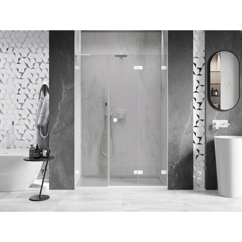 Mexen Lunar-F L porte de douche pliable droite 110 cm, transparent, blanc - 836SL-110-050-20-00-P