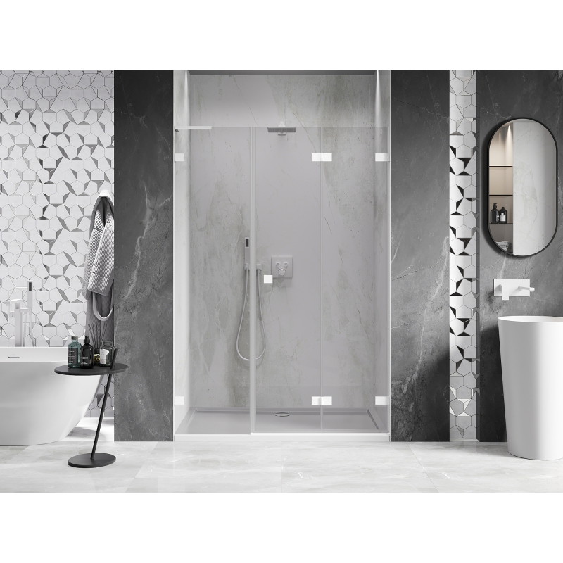Mexen Lunar-F L porte de douche pliable droite 135 cm, transparent, blanc - 836SL-135-050-20-00-P