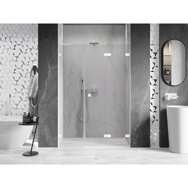 Mexen Lunar-F L porte de douche pliable droite 135 cm, transparent, blanc - 836SL-135-050-20-00-P