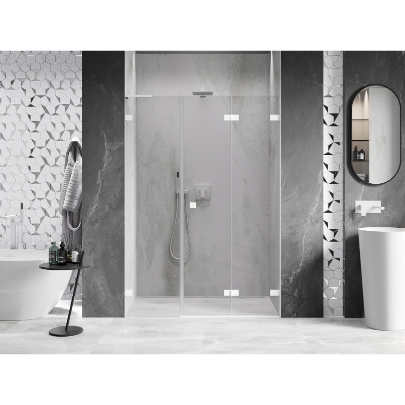 Mexen Lunar-F L porte de douche pliable droite 135 cm, transparent, blanc - 836SL-135-050-20-00-P