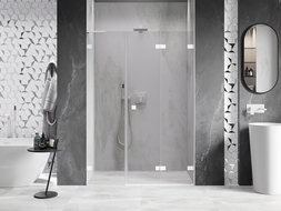 Mexen Lunar-F L portes de douche pliantes droites 140 cm, transparent, blanc - 836SL-140-050-20-00-P