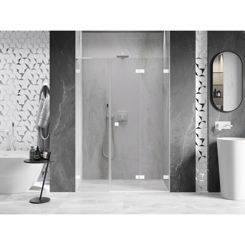 Mexen Lunar-F L porte de douche pliantes droite 150 cm, transparent, blanc - 836SL-150-050-20-00-P