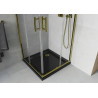 Mexen Rio cabine de douche carrée 80 x 80 cm, transparente, or + receveur Flat, noir - 860-080-080-50-00-4070G