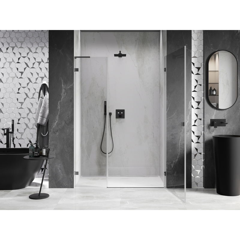 Mexen Lunar-B L porte de douche battante droite 130 cm, transparent, métal de canon - 832SL-130-050-95-00-P