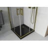Mexen Rio cabine de douche carrée 90 x 90 cm, transparente, dorée + receveur Flat, noir- 860-090-090-50-00-4070G