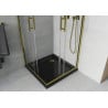 Mexen Rio cabine de douche carrée 90 x 90 cm, transparente, dorée + receveur Flat, noir- 860-090-090-50-00-4070G