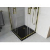 Mexen Rio cabine de douche carrée 90 x 90 cm, transparente, dorée + receveur plat, noir - 860-090-090-50-00-4070G