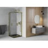 Mexen Rio cabine de douche carrée 90 x 90 cm, transparente, dorée + receveur Flat, noir- 860-090-090-50-00-4070G