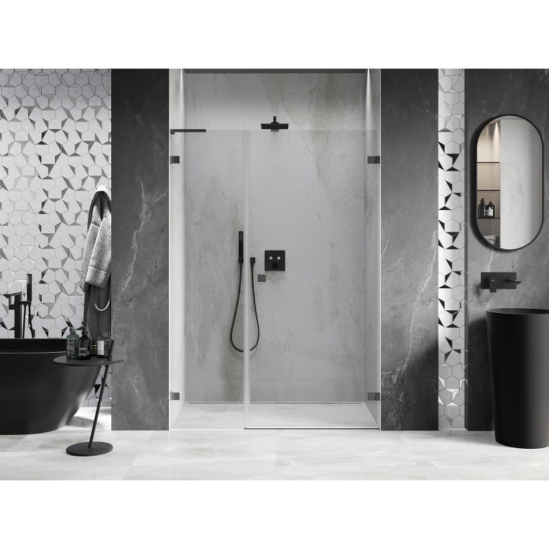Mexen Lunar-B L porte de douche battante droite 135 cm, transparent, métal canon - 832SL-135-050-95-00-P